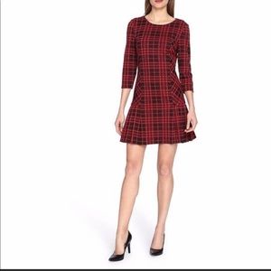 NWT Tahari Pleat Plaid Dropped Waist Dress 8